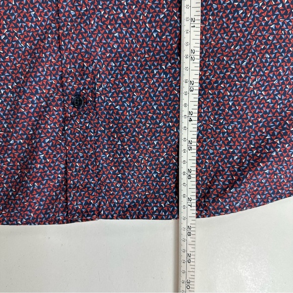 Hugo Boss Red Button Shirt Mens Small Extra Slim Fit Short Sleeve Cotton - Picture 6 of 8